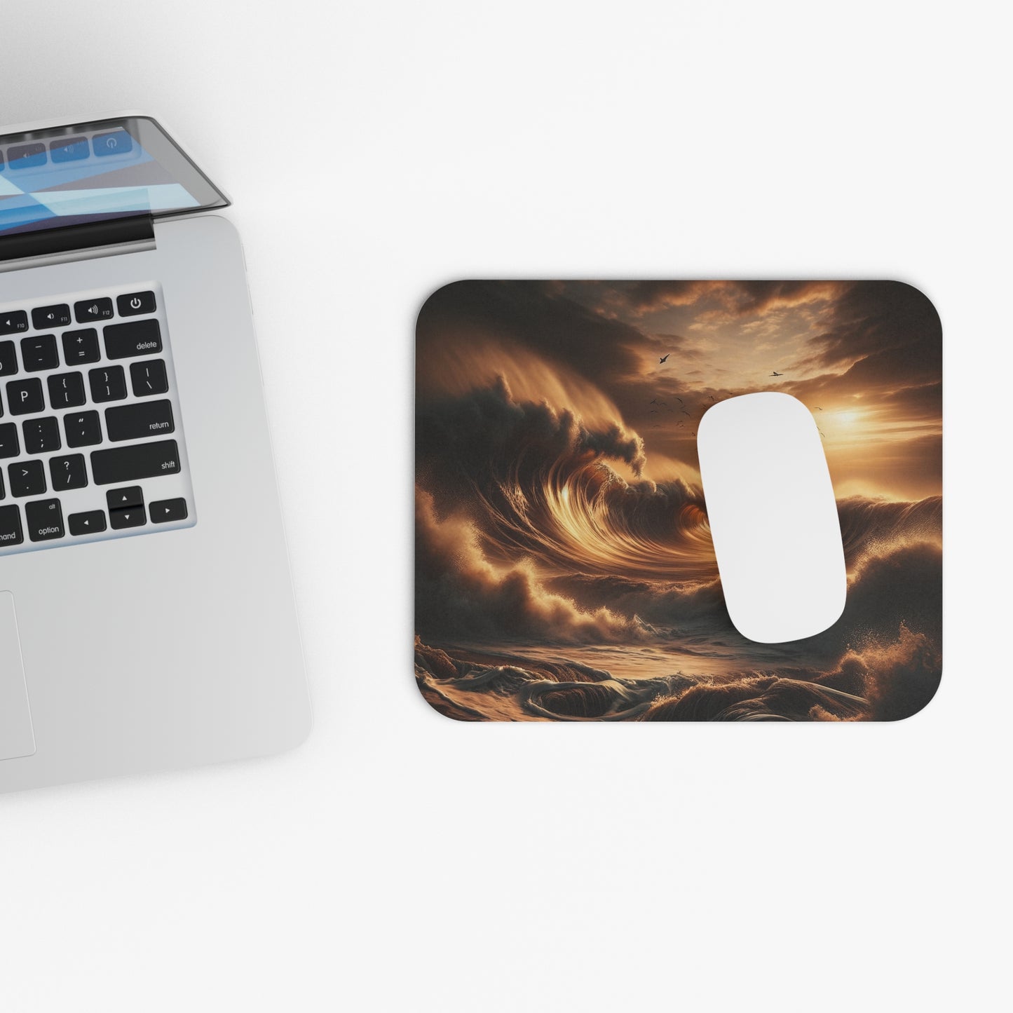 Sunset Wave Mouse Pad – Majestic Ocean Wave Crashing in Golden Hour
