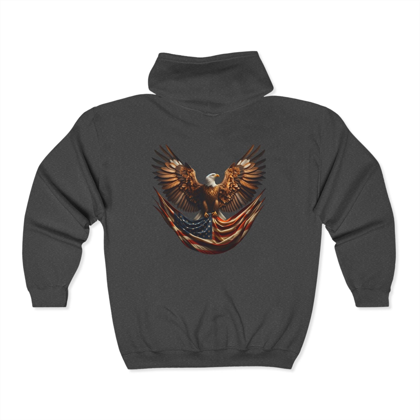 Patriotic Eagle Full Zip Hooded Sweatshirt - Unisex Heavy Blend