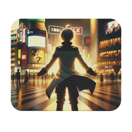 Anime Mouse Pad – Iconic Character at Night in Shibuya Crossing, Tokyo