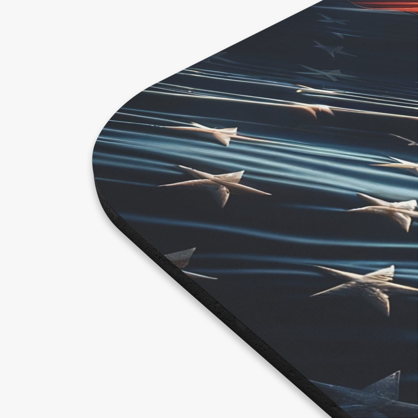 Patriotic Mouse Pad – American Flag Waving Proudly Over the City Skyline
