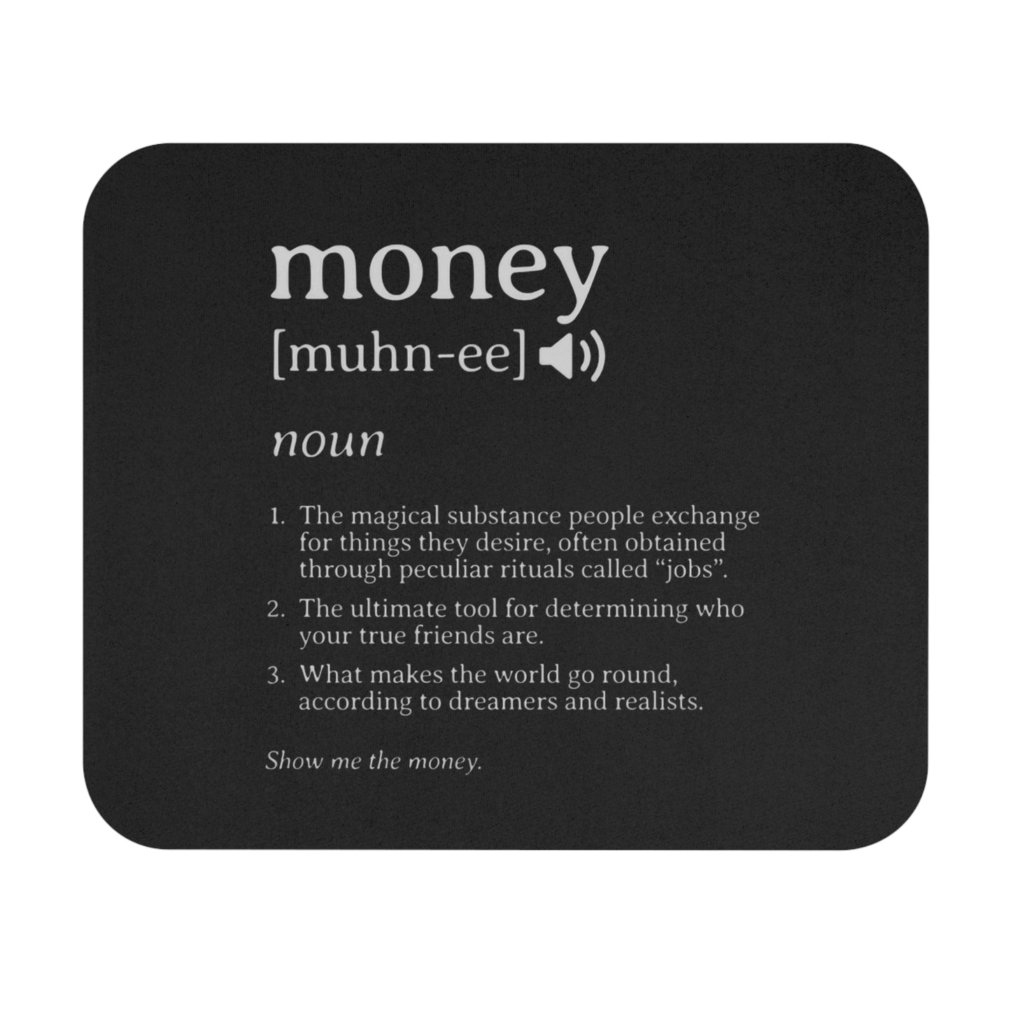 Motivational Money Mouse Pad for Dreamers and Realists - Black Rectangular Desk Accessory