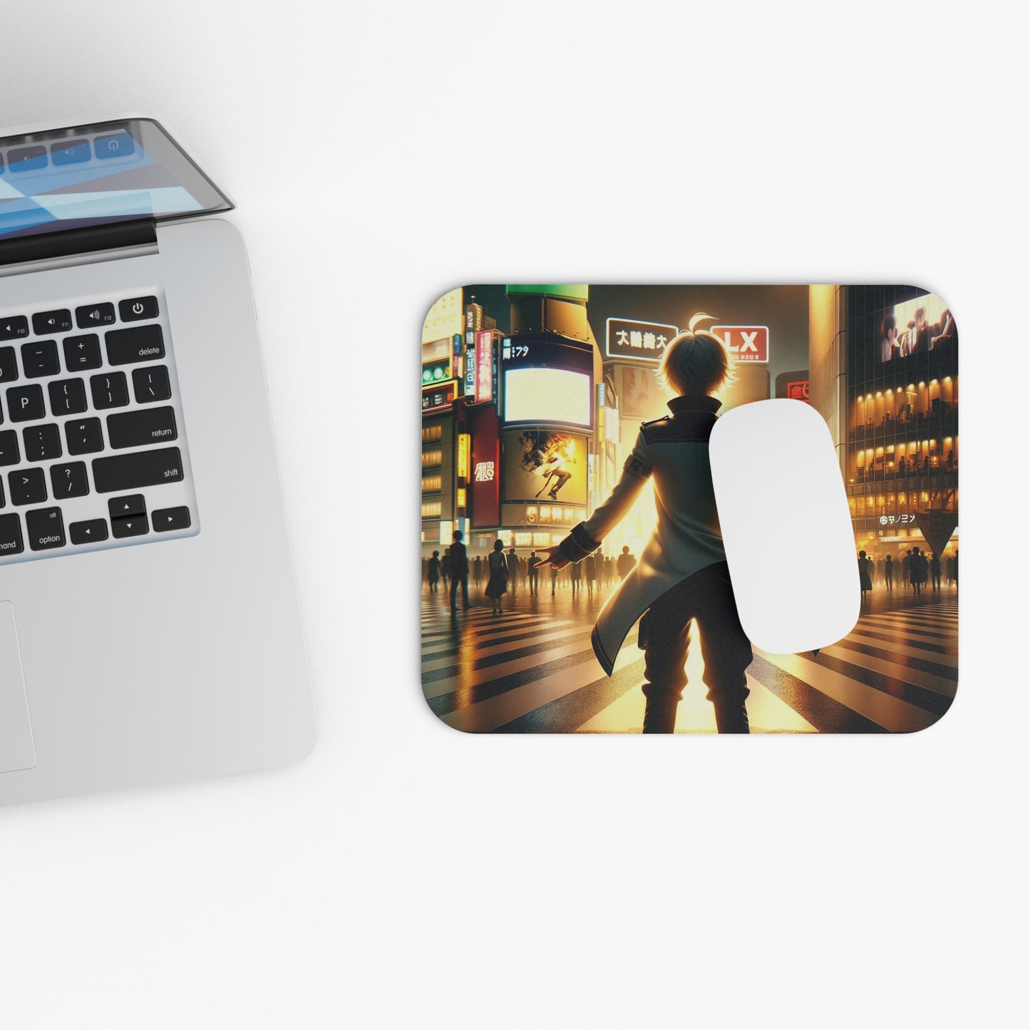 Anime Mouse Pad – Iconic Character at Night in Shibuya Crossing, Tokyo