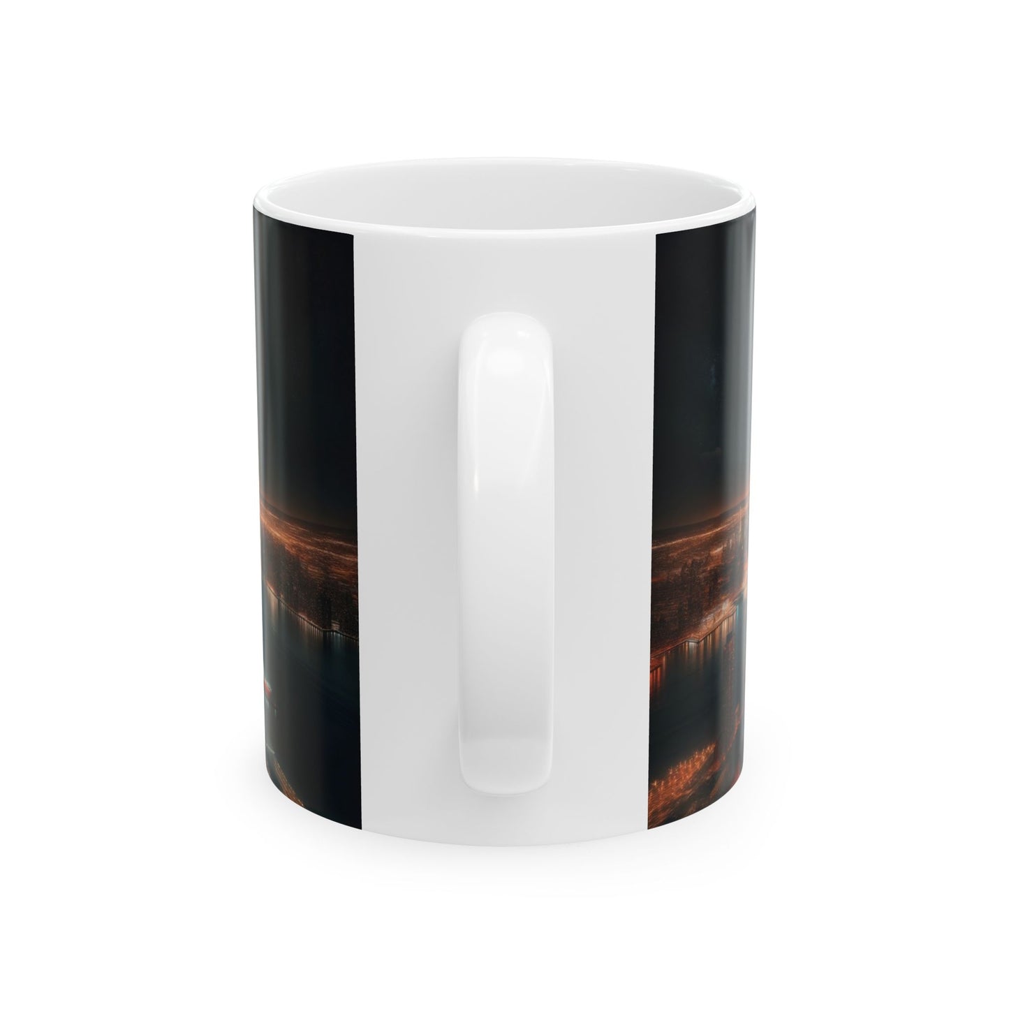 Patriotic Coffee Mug – New York City Skyline with One World Trade Center & American Flag