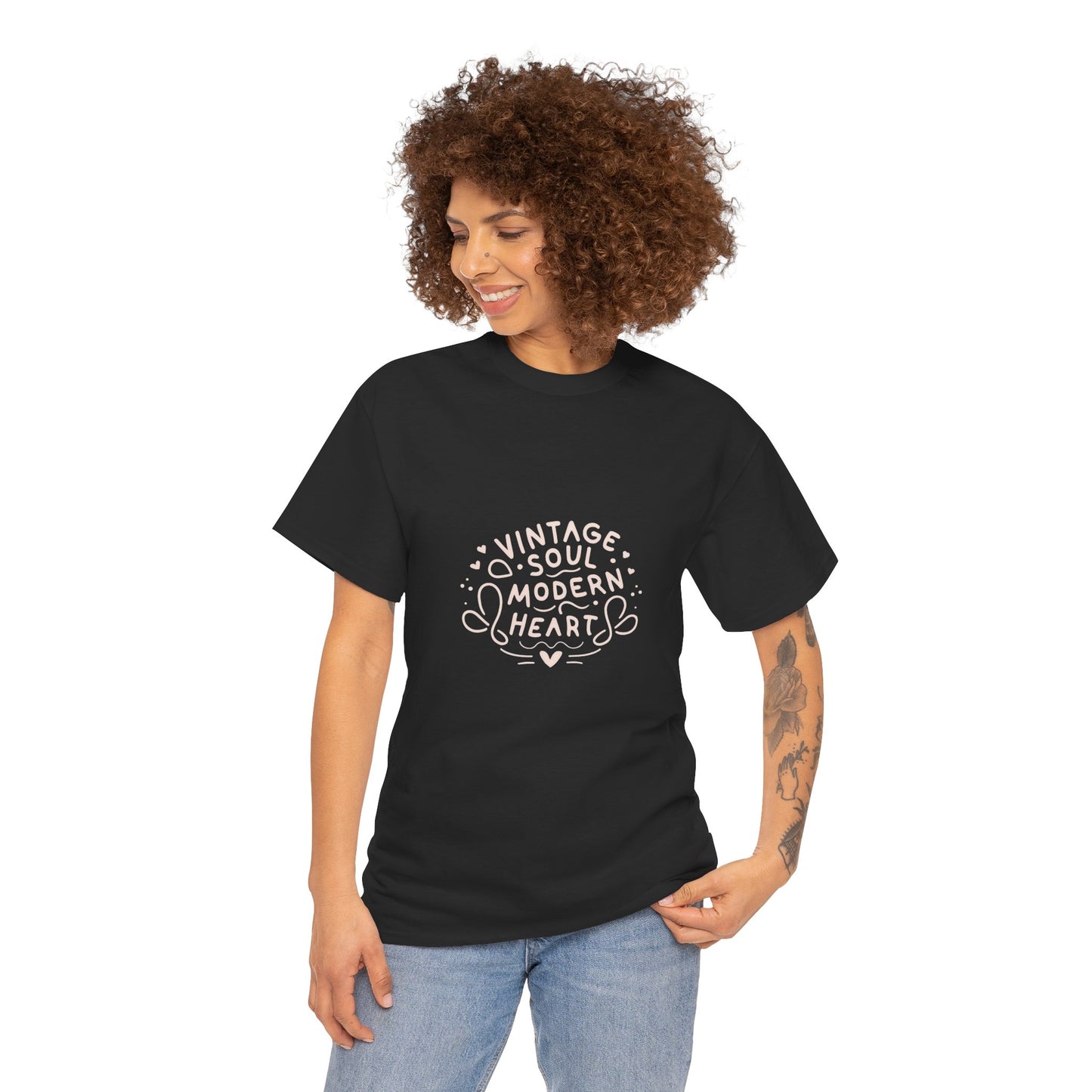 Vintage Soul, Modern Heart - Line Art Tee | Unisex Cotton T-Shirt