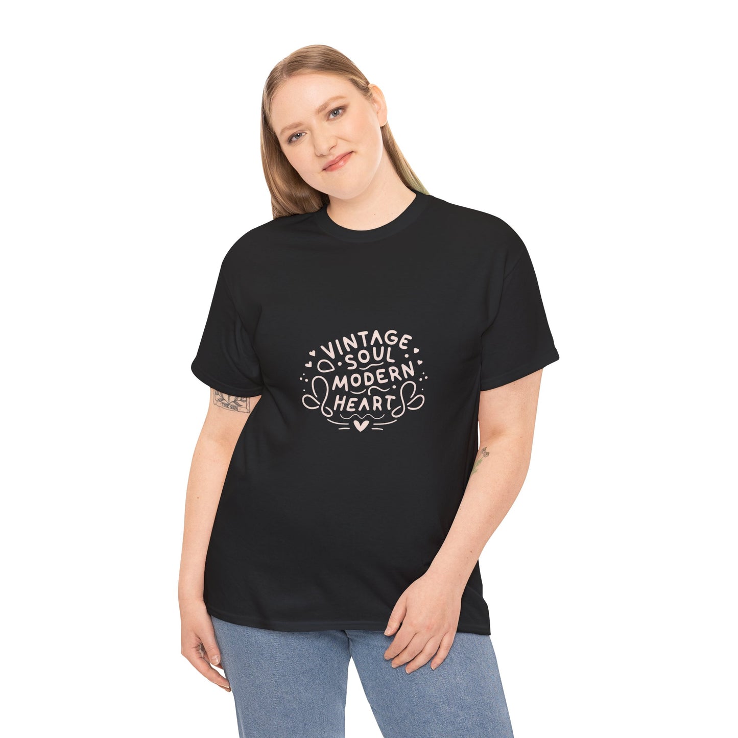Vintage Soul, Modern Heart - Line Art Tee | Unisex Cotton T-Shirt