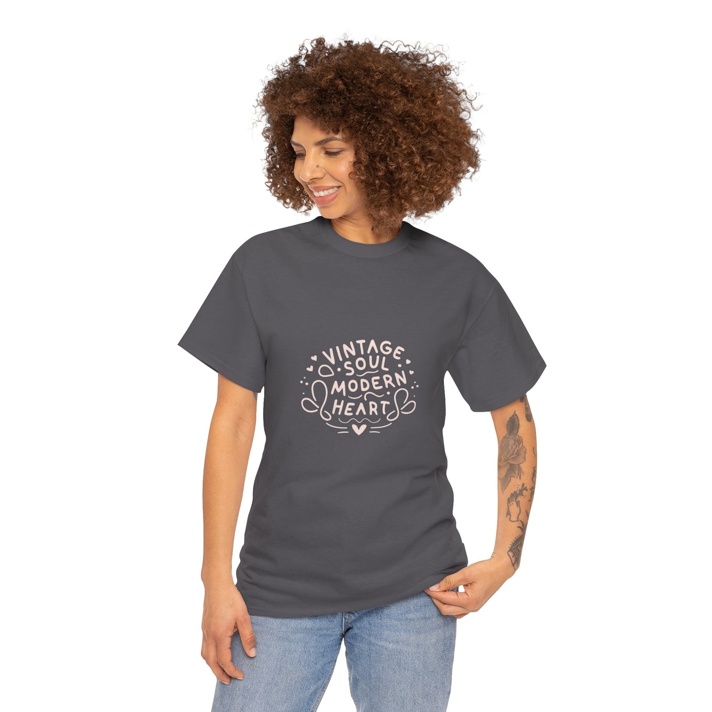 Vintage Soul, Modern Heart - Line Art Tee | Unisex Cotton T-Shirt