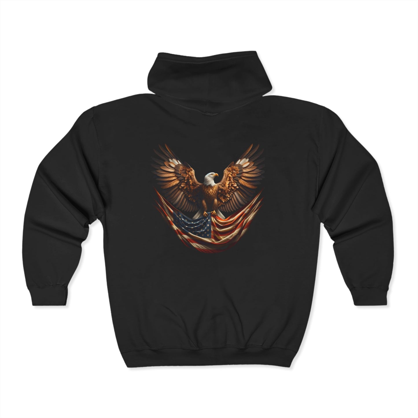 Patriotic Eagle Full Zip Hooded Sweatshirt - Unisex Heavy Blend