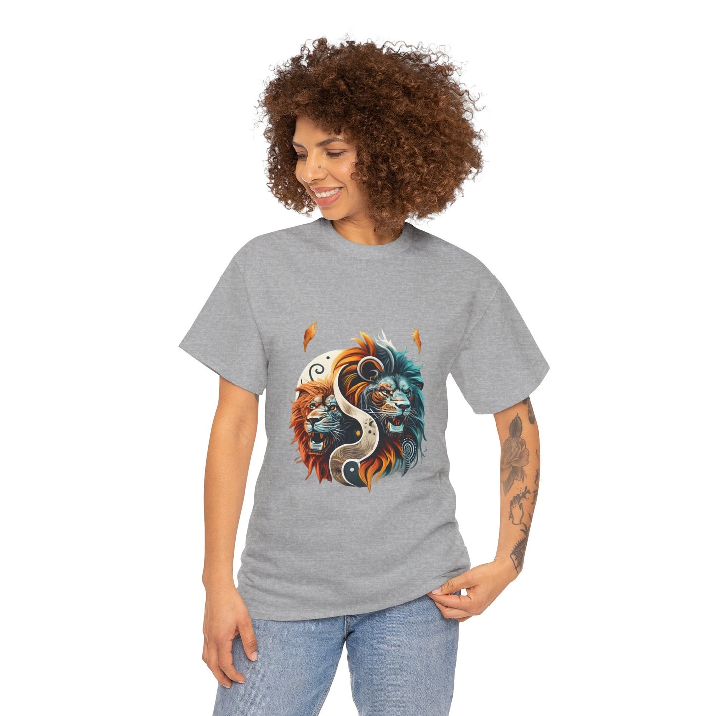 Yin Yang Unisex Heavy Cotton Tee - Harmonious Balance, Unique Design