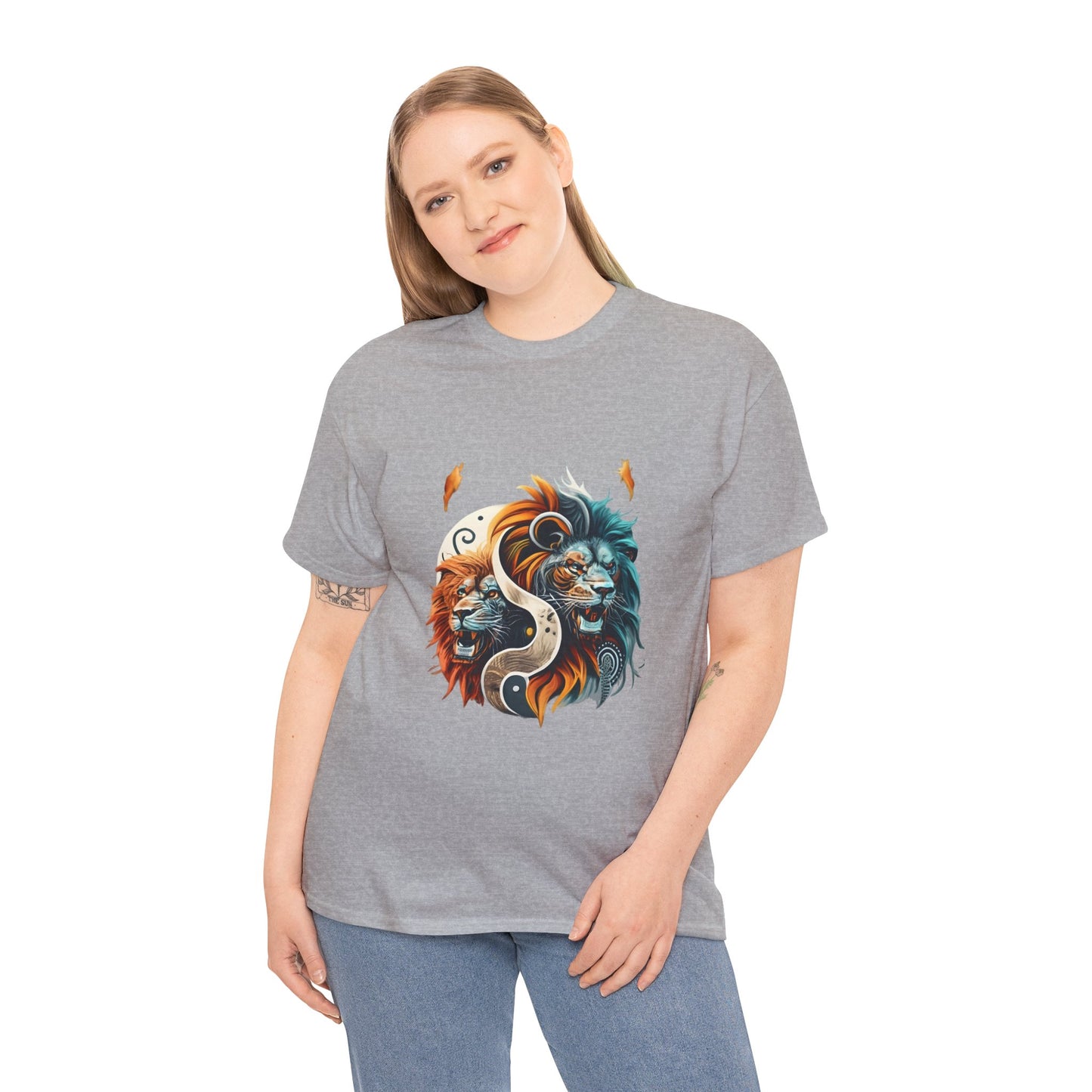 Yin Yang Unisex Heavy Cotton Tee - Harmonious Balance, Unique Design