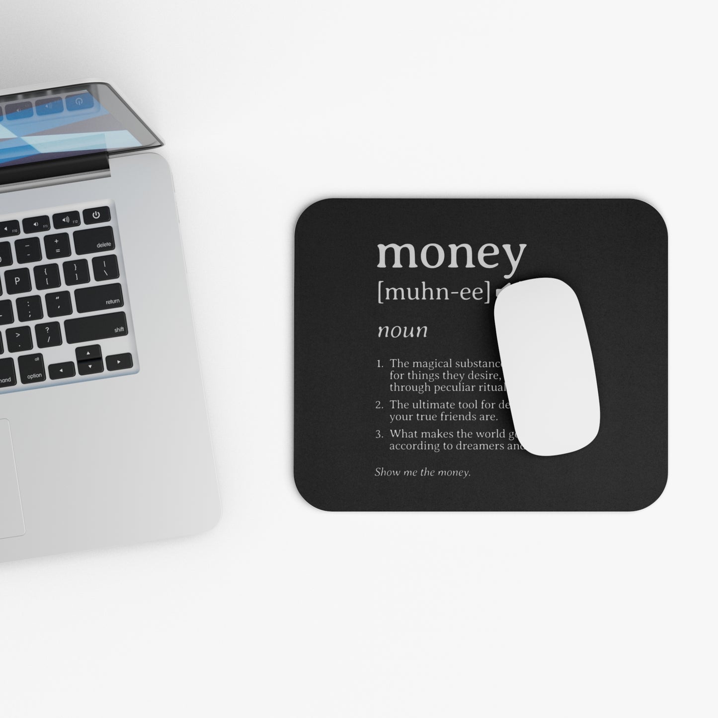 Motivational Money Mouse Pad for Dreamers and Realists - Black Rectangular Desk Accessory
