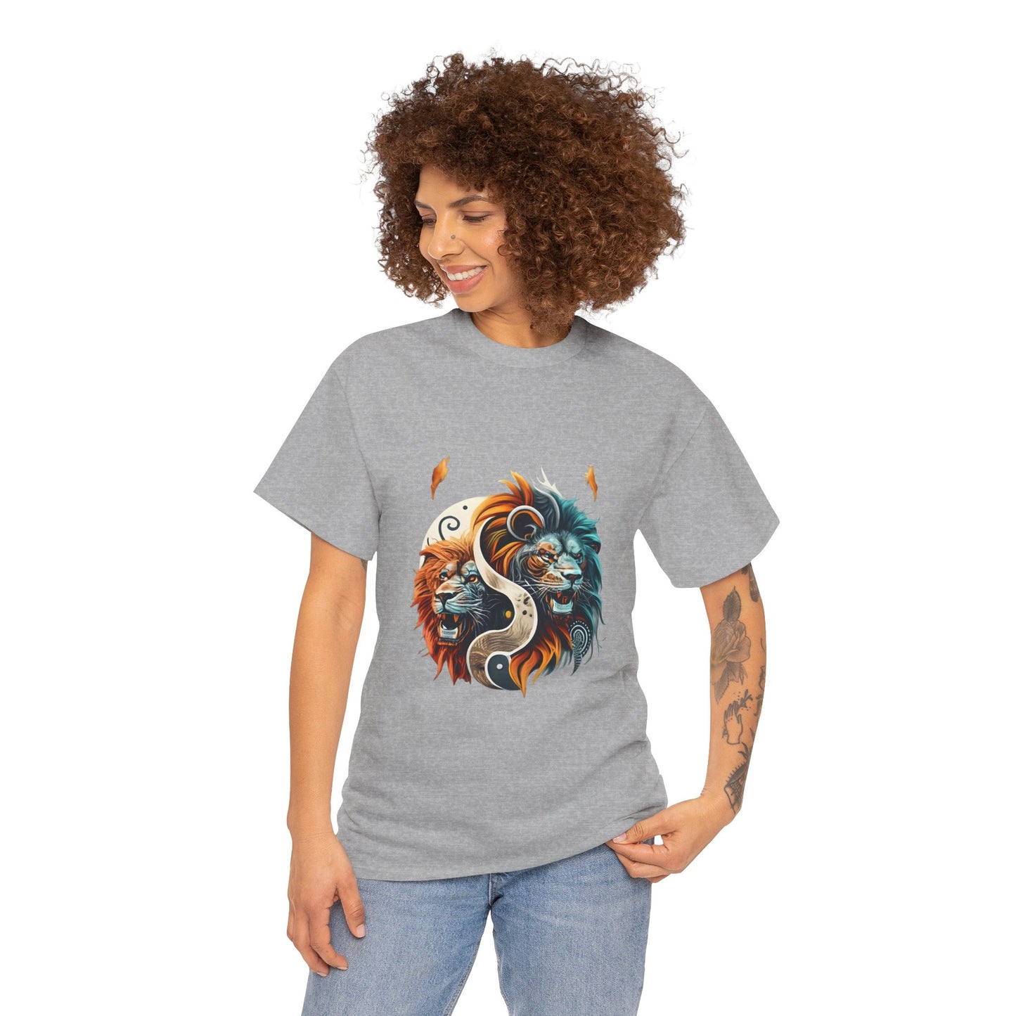 Yin Yang Unisex Heavy Cotton Tee - Harmonious Balance, Unique Design