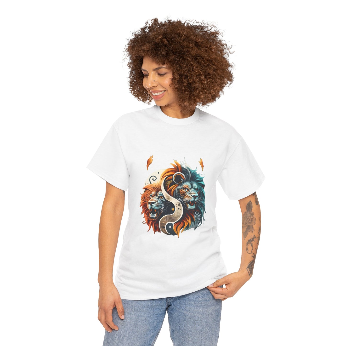 Yin Yang Unisex Heavy Cotton Tee - Harmonious Balance, Unique Design