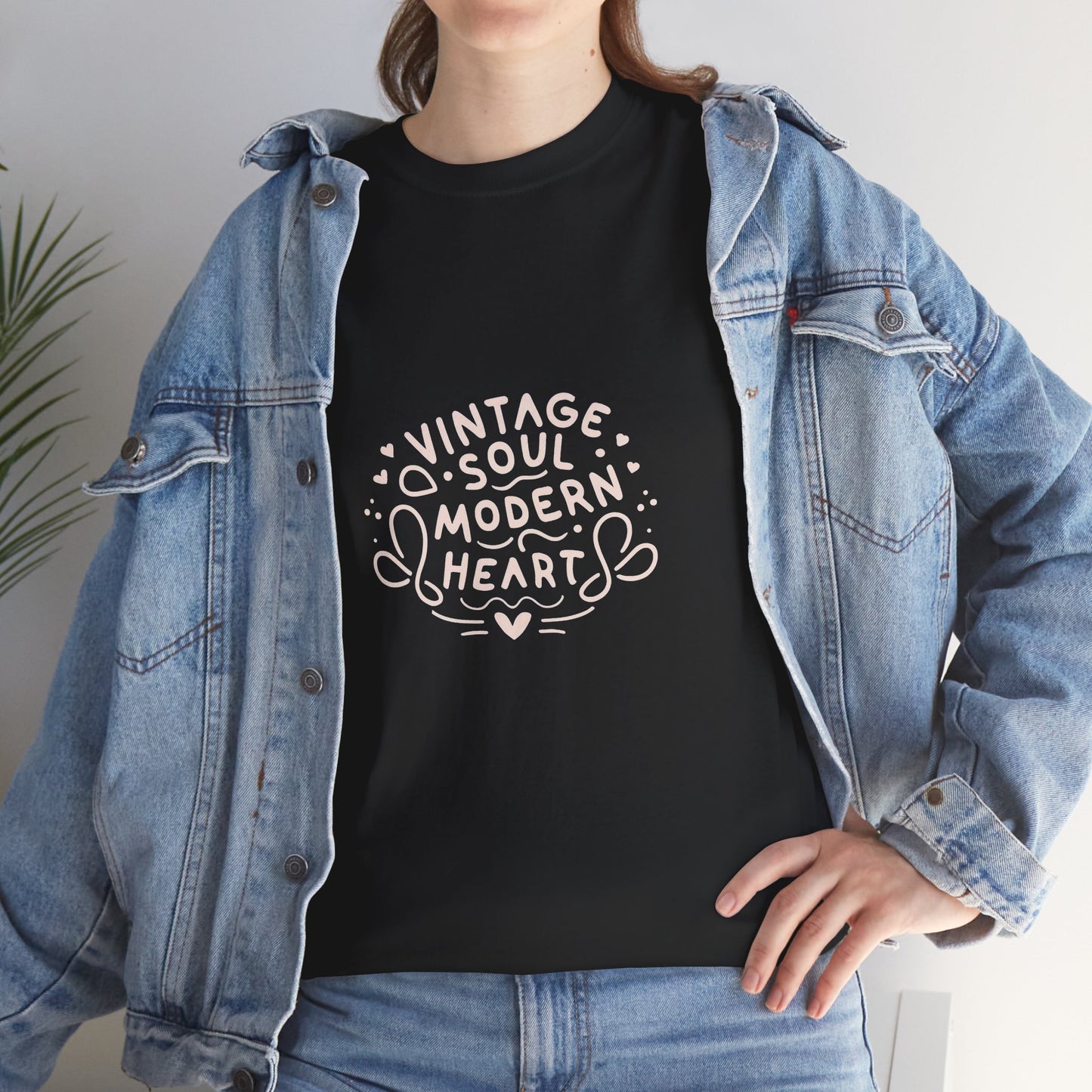 Vintage Soul, Modern Heart - Line Art Tee | Unisex Cotton T-Shirt