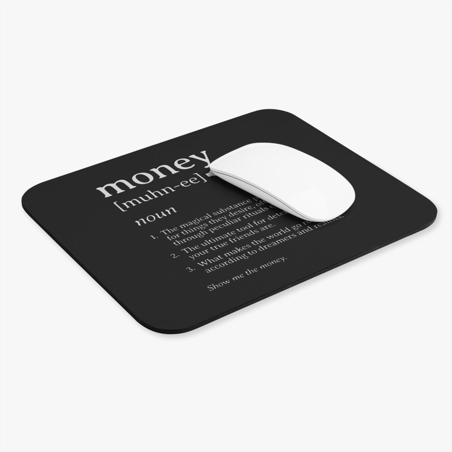 Motivational Money Mouse Pad for Dreamers and Realists - Black Rectangular Desk Accessory